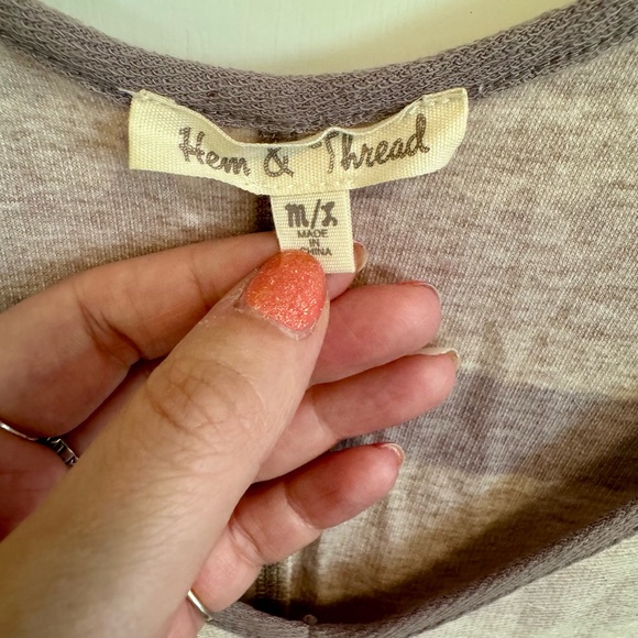 Hem&Thread Pastel Striped Cold Shoulder Tunic M/L - Picture 2 of 3